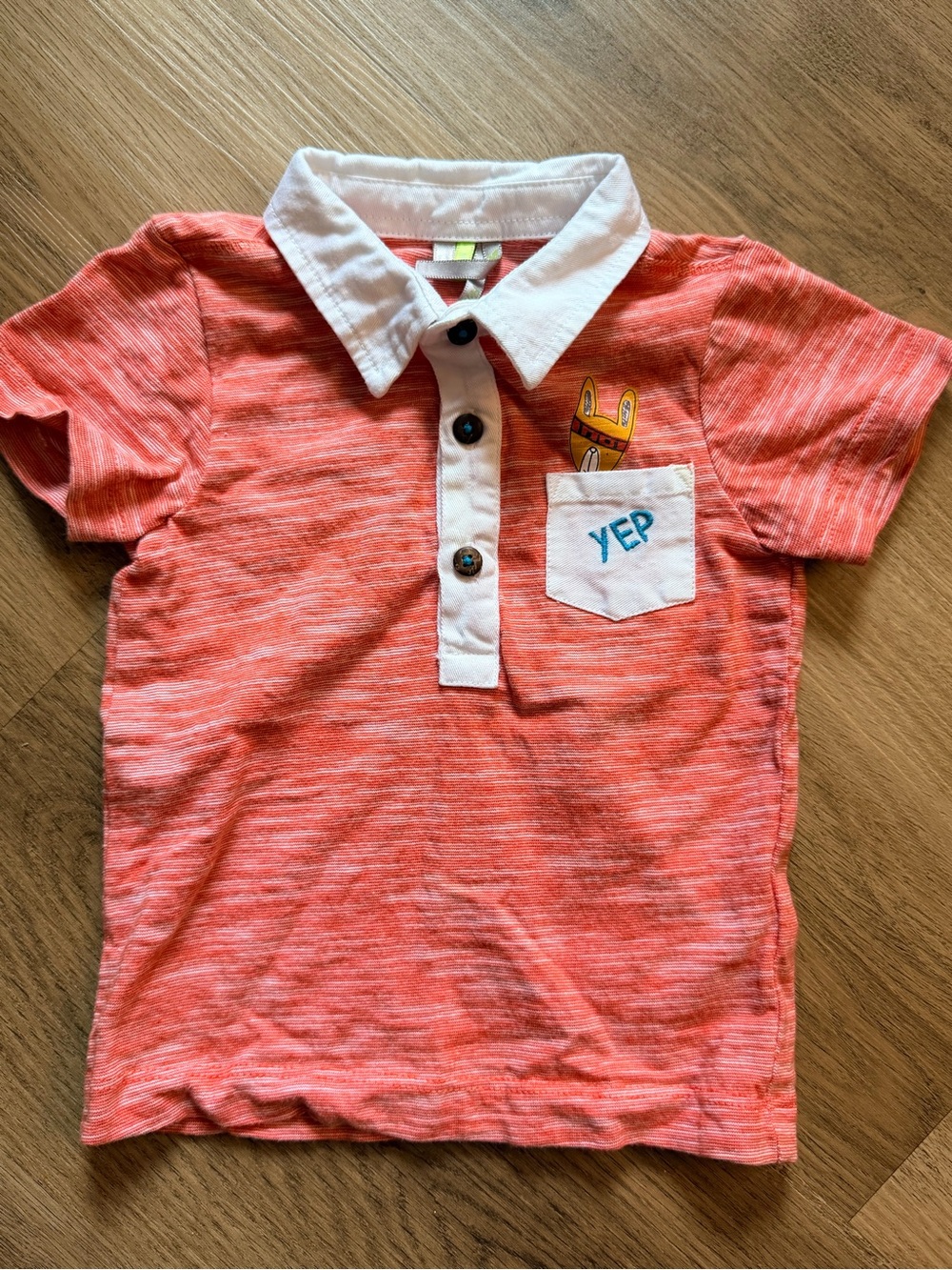 6 Months Boy Red Polo-Style Tee with Contrast Collar